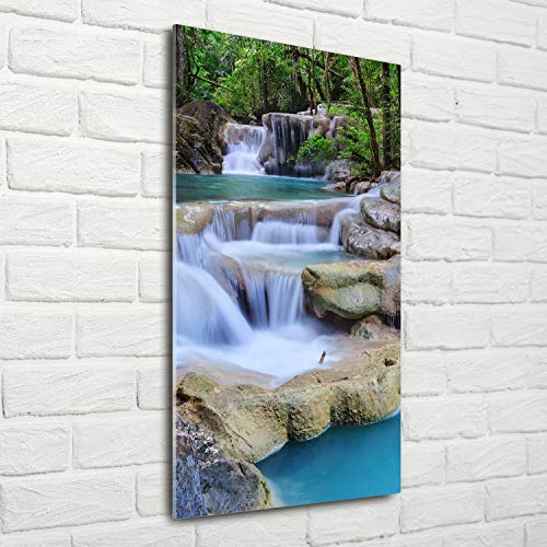 Chute d'eau en Thaïlande tableau mural bleu acrylique 140 cm - 3