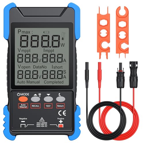 ALLmeter Solar Panel Tester 2000W MPPT Solar Power Meter PV Tester Voc Isc Photovoltaic Multimeter with LCD Display Portable Solar Tool for RV Home MC4 Compatible