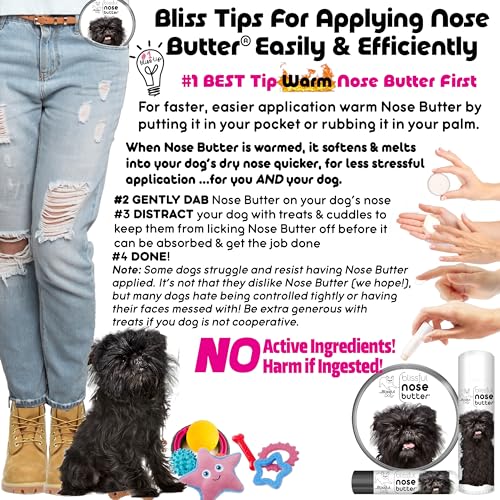 Image of The Blissful Dog Affenpinscher Nose Butter for Dry, Cracked Skin, Lick-Safe Dog Nose Balm with Moisturizing Shea Butter, Almond, Olive, and Essential Oils, Pet Supplies, Uncented, 0.15 oz.