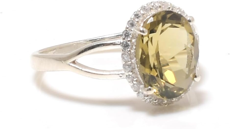 Jete 925 sterling silver Natural gemstone rings | Stackable Cocktail rings for woman & girls lemon Topaz