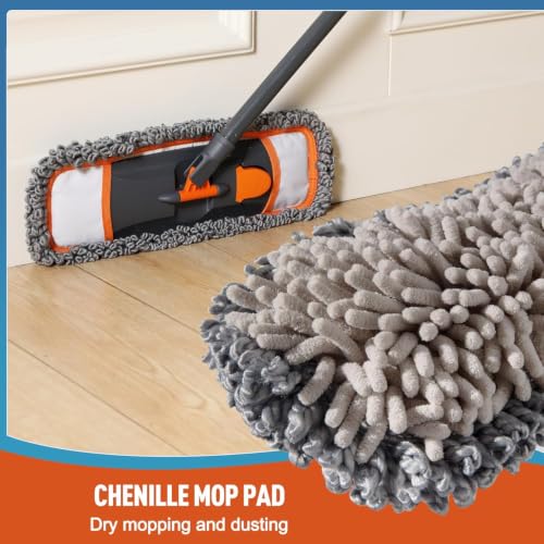 Image of Fulminare Floor Cleaning Mop with 3 Different Washable Pads and Extendable 55 inch Long Handle, Multifunction Dust Mop for Hardwood,Marble,Tile Floor Mopping