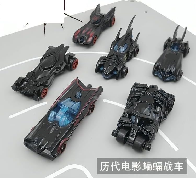 Image of Sky Tech Black Super Hero Mini Metal Die Cast Car Set of-6 Toy Vehicle Play Set Free Wheel High Speed Unbreakable for Kids Small Racing Car for Exciting Playtime Adventures Movie Vehicle