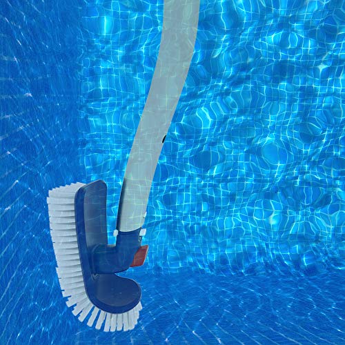 Poolwhale Pool Step & Corner Brush,180 Degree Rotation Handle Scrub Brush,For Above Ground & Inground Swimming Pools, Spas & Hot Tubs, Fine Bristles #TOP5