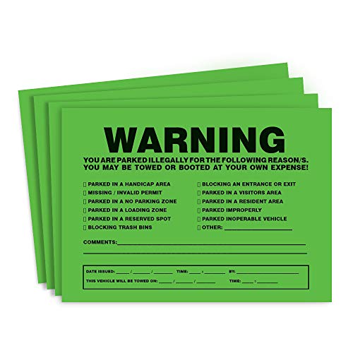 You Are Illegally Parked Towing Stickers - 10 Green Violation - No Parking Violation Stickers. #TOP1