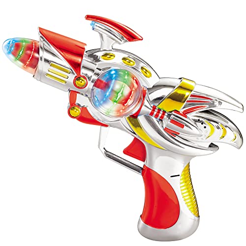 ArtCreativity Red Super Spinning Space Blaster Gun with Flashing LEDs and Sound Effects, Cool Futuristic Toy Gun with Batteries Included, Great Gift...