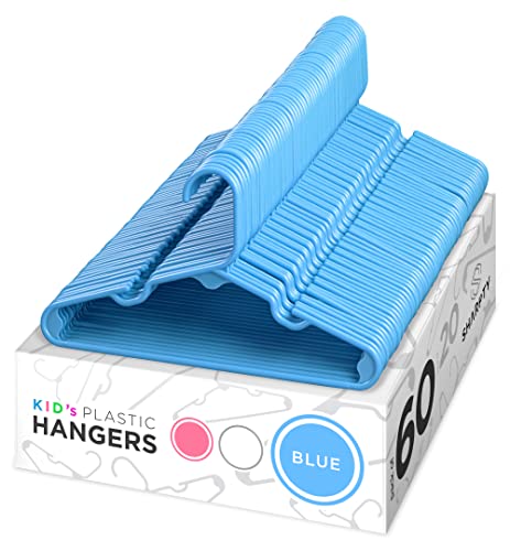 Image of Sharpty Children's Hangers Plastic, Kids Hangers Ideal for Everyday Standard Use, Baby Hangers Kids (Blue, 60 Pack)