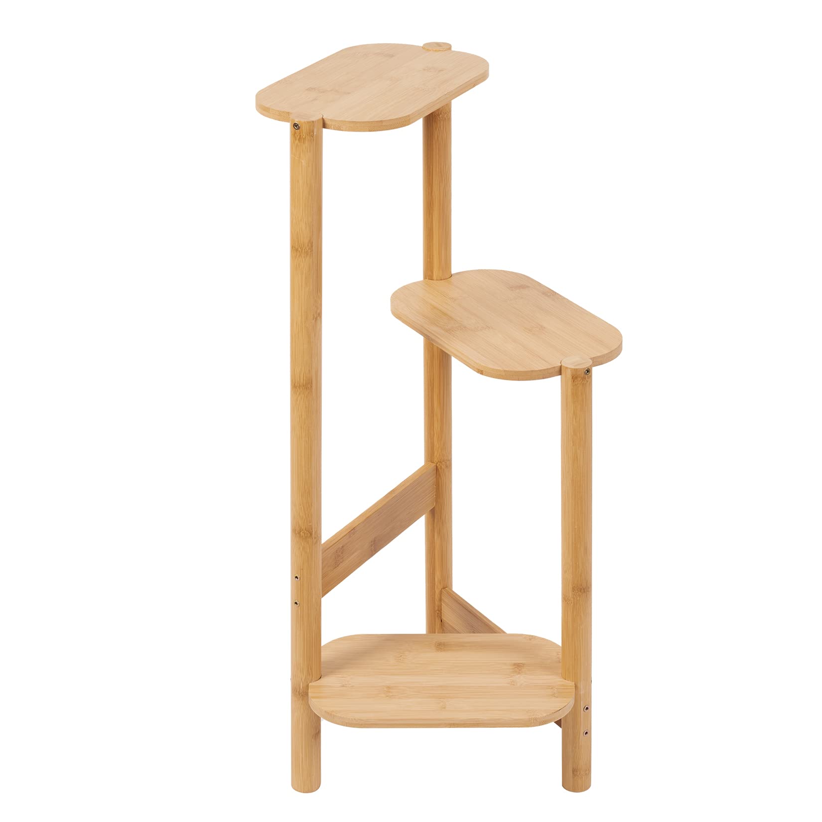 Kx9Lb8d Flower Display Stand 3-Tier Bamboo Plant Stands Indoor, Stand Holder, Corner Shelf, Display Rack for Balcony and Bedroom for Planters(Wood)