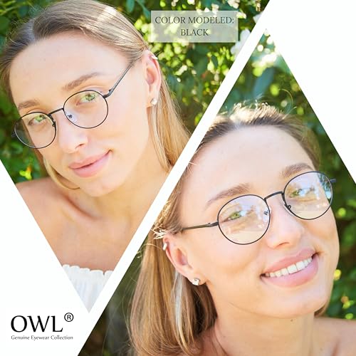 OWL Round Retro Vintage Women's Men's Clear Glasses Metal Spring Hinge Frame4