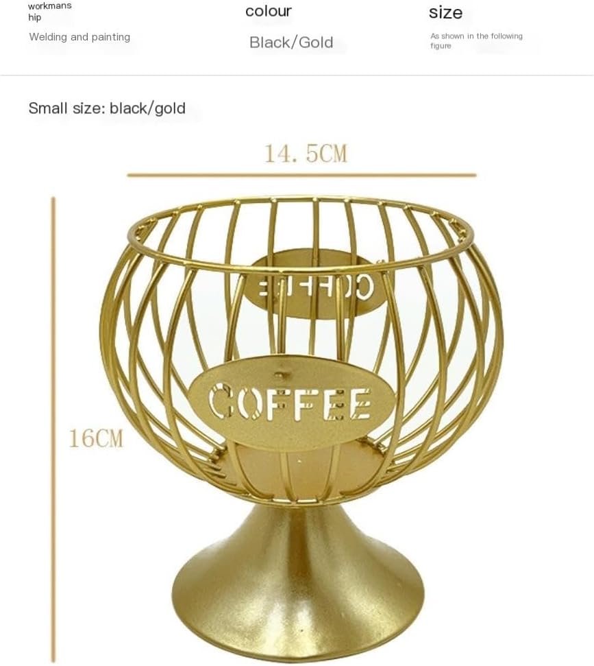Coffee Storage Coffee Capsule Storage Basket Saint Lady Cup Creative Golden Stainless Fruit Candy Storage Large Basket Coffee storage Basket(Gold,B-2pcs(14.5 * 14.5 * 16cm))