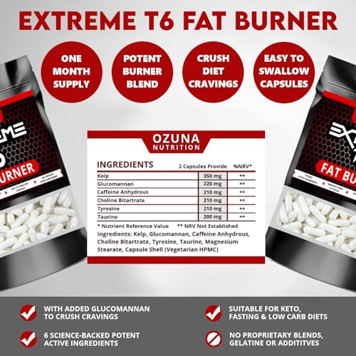 OZUNA NUTRITION Fat Burners Keto Extreme T6 Fast Weight Loss Pills Diet Slimming | 60 Capsules - Image 3