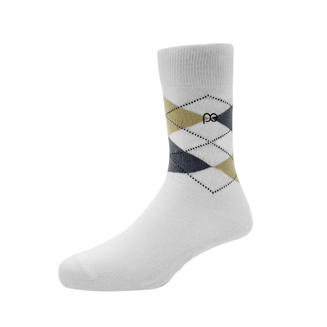 peter england Full Length Men's Argyle Pattern Socks - White-picture-23