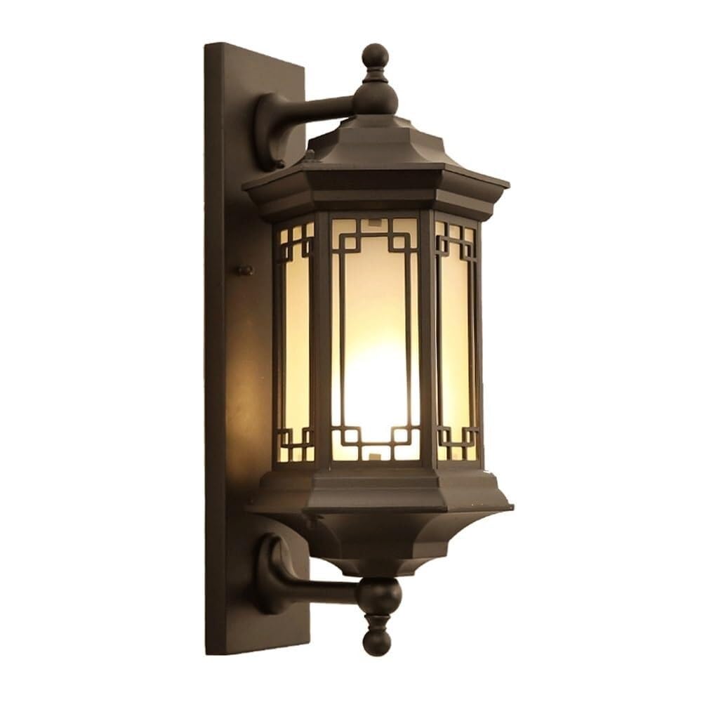 OZBMA Matte Black Outdoor Wall Lamp Glass Shade Light Retro Porch Sconce for Villa Door Hall Garden Patio Decoration Lantern(50cm/19.6in) (size_name 50cm/19.6in)