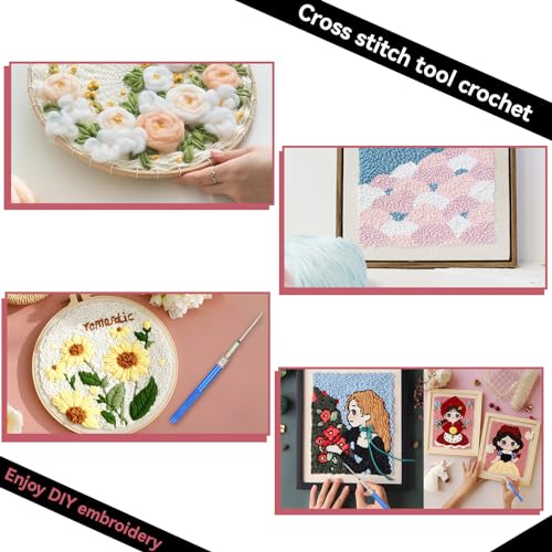 8Pcs Punch Needle Tool, Embroidery Pens Sewing Cross Stitch Punch Needle Weaving Tools for Thread Yarn Needle Punch Kits for Adults - Image 2