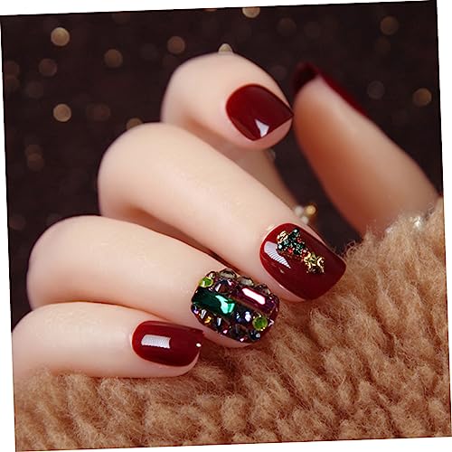 Ipetboom 24 Unidades adesivos natalinos unhas postiças roupa de natal falsa de natal manicure de nat