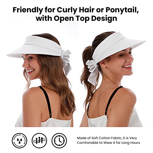 Simplicity White Visor Hat Women'S Upf 50+ Uv Protection Visor Hats For Women Wide Brim Beach Womens Sun Hat,White Visor thumb #3