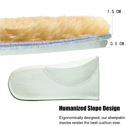 ABUSA Sheepskin Insoles Men's Premium Think Wool Fur Fleece Inserts Cozy & Fluffy 10