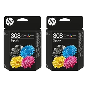 2 x HP 308 Schwarz & Farbe Tintenpatronen Combo Pack für HP Envy 6122e 6532e 6520e 6132e 6530e 6120e 6110e 6558e 6110e 6130e All-in-One Drucker