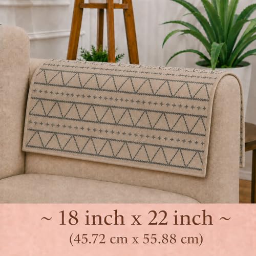 Image of STITCHNEST 'Nomad Weave Collection' Sofa Armrest Cover | Elegant Jacquard Fabric, Washable & Durable for Modern Living (18 x 22 Inches) 35