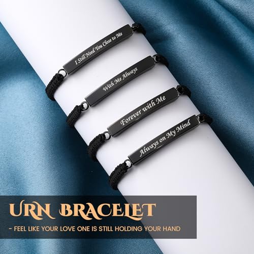4 Pack Cremation Jewelry Urn Bracelet for Ashes Adjustable Personalized Memorial Keepsakes Handmade Braided Ashes Bracelet Bangle Rope for Women Men Loved Ones and Pets3