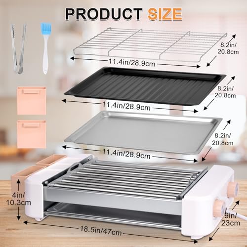 Electric Hot Dog Roller 6 Rollers - 3 in 1 Indoor Grills Portable with Non-stick & Smokeless Removable Grill & BBQ Griddle Plate,Stainless Sausage Grill Cooker Machine, for Family party Use