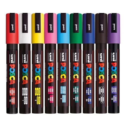 Posca PC-5M Medium Tip Acrylic Paint Marker Pens Standard Colours (9-Pack)