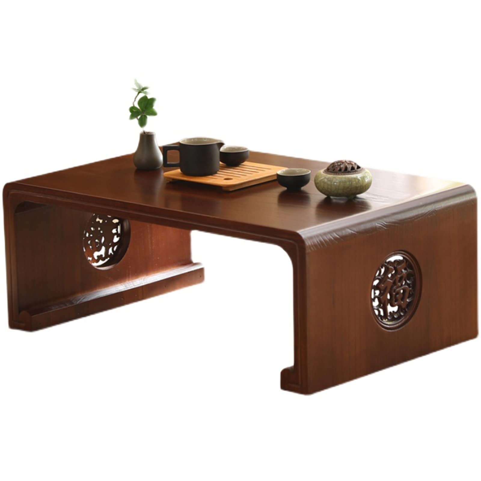 Table à manger basse bois massif tatami salon style asiatique