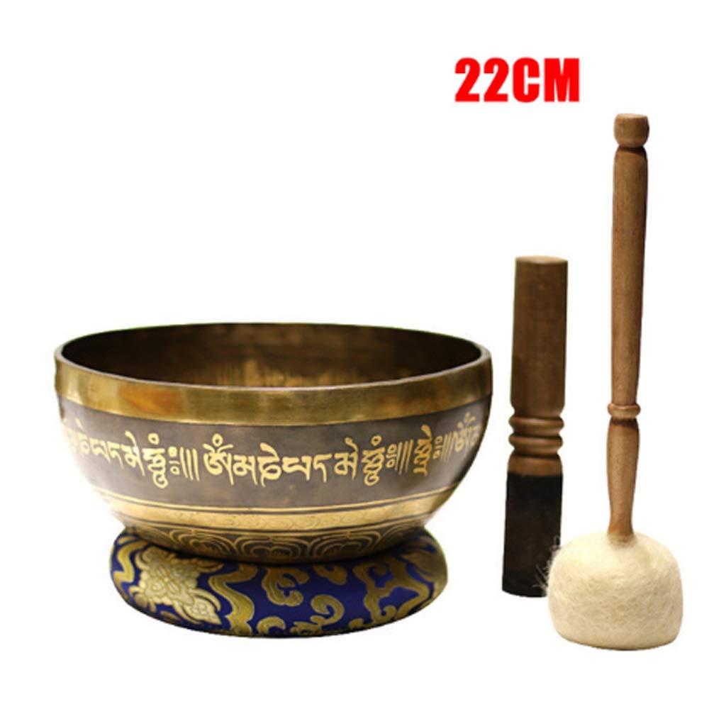 Tybetańska misa dźwiękowa buddyjska medytacja misa dźwiękowa Feng Shui Handmade Home Decoration (22 cm)