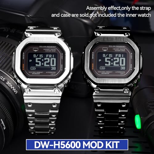 CASIO G-SHOCK DW-H5600-1JR 社外バンド、フィルムセット Buy Korlexchi MOD Kit Metal Watch Case Bezel Band Strap 316