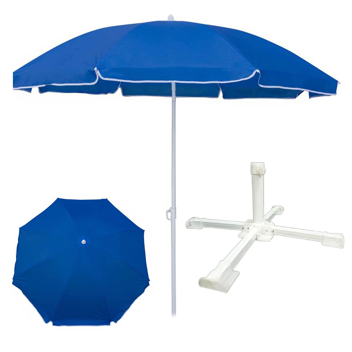RAINPOPSON Garden Umbrella With Stand 7ft Outdoor Big Size Waterproof & Sun Protection Havey Duty Cloth Patio Garden Outdoor Umbrella with 4Leg Stand (Blue)