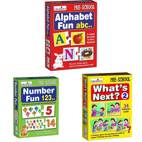 Creative Educational Aids P. Ltd. - CRE0634 Alphabet Fun ABC Puzzle & CRE0635 Number Fun 123 Puzzle (Multi-Color, 40 Pieces) & CRE0686 Whats Next - 2 Card Game (Multi-Color, 34 Pieces) (B08GFWDZRH) Amazon Price History, Amazon Price Tracker