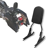 Vista 9 de HTTMT MT501-006+SS001-SA Respaldo de pasajero con barra de sissy desmontable rápida para H-D Softail, estilo atrevido, aluminio billet plateado