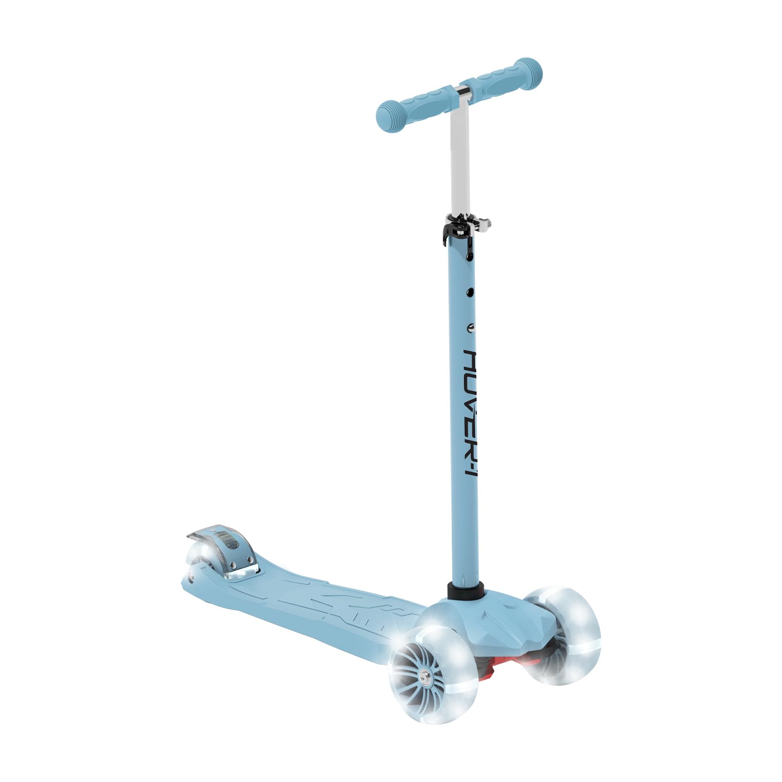 Hover-1 Solaris Kick Scooter with Multicolor Wheel Lights, 4.5” Front Wheels, Rear Foot Brake, and 110 Pound Weight Capacity