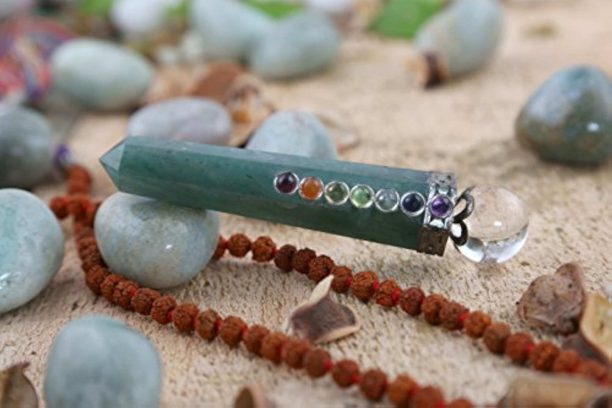 Seven Chakra Healing Wand Obelisk Tower with Crystal Ball, Gift
