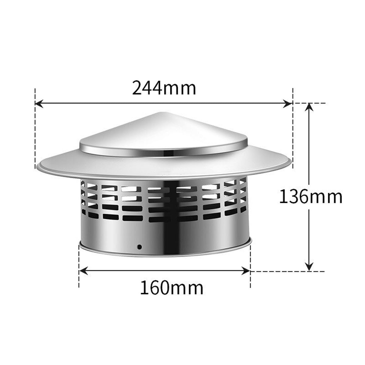 Comignolo per Camino Tetto Acciaio Inox 304 Terminale di Ventilazione Esterno Estrattore d'Aria con Rete Anti Insetti(6.3″(160mm))