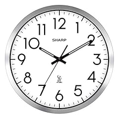 SHARP Atomic Analog Wall Clock 12 " Silver Brushed Finish Sets Automatically Battery Operated Easy photo SHARP Atomic Analog Wall Clock 12 " Silver Brushed Finish Sets Automatically Battery Operated Easy
