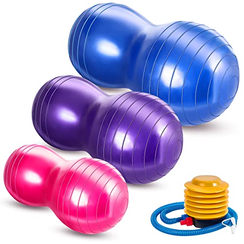 Image of Jexine Peanut Ball for Kids Therapy Anti-Burst Exercise Yoga Ball with Pump for Pregnancy Birth Exercise Physical Therapy, for Child Training