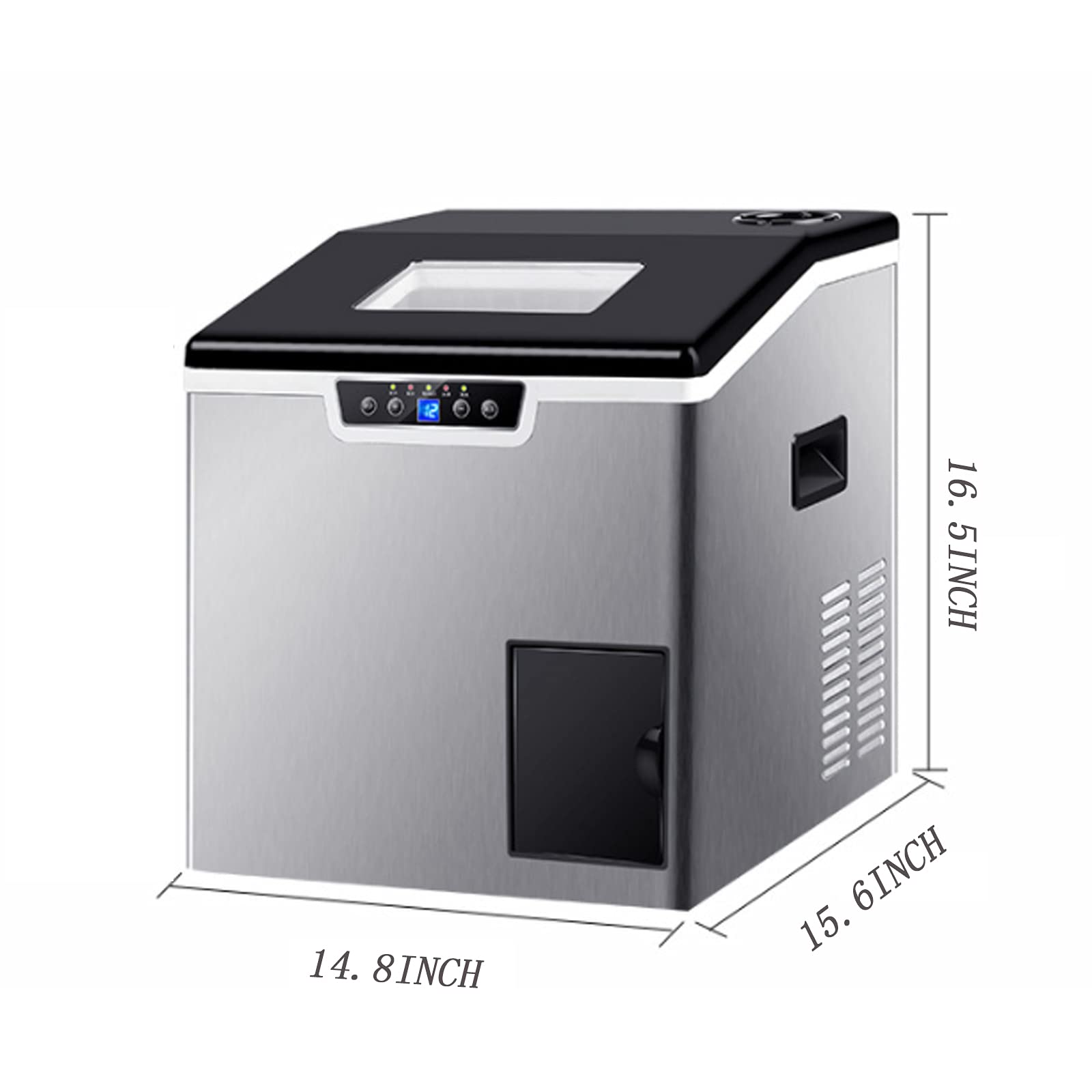 Fabbricatore di ghiaccio e rasoio da banco 2 in 1-88 libbre/giorno, 32 cubetti di ghiaccio in 11 minuti, iniezione d'acqua automatica/manuale,