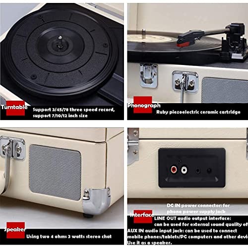 Phonograph Tourne-disque Bluetooth à 3 vitesses – Valise portable – Avec haut-parleurs intégrés – Pour toute la famille - Les Beatles, Paul McCartney, John Lennon, RIngo Starr, George Harrison Phonograph Tourne-disque Bluetooth à 3 vitesses - Valise portable - Avec haut-parleurs intégrés - Pour toute la famille – Image 3