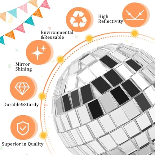 wordmouk 12pcs Mini Mirror Disco Ball Silver 6cm Color Mirror Ball ...