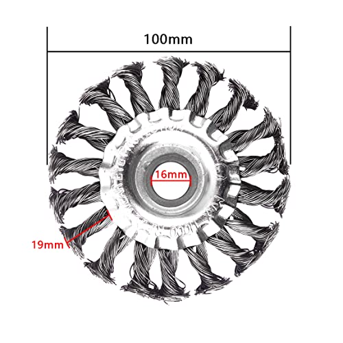 ATOPLEE Drahtradbürste, gedreht, geknotet, 4 Stück 100mm Karbonstahl-Drahtrad für Winkelschleifer, für schwere Verwendung von verschiedenen Metallen (Durchmesser: 100 mm, 4 Stück)