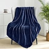 Exclusivo Mezcla Fleece Throw XL Blanket for Couch, Sofa, Super Soft and Warm Navy Blue Blankets, All Season, Cozy, Plush, Lightweight, 50x70 Inches