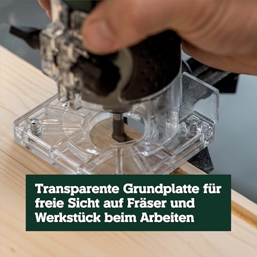 metabo Kantenfräse FM 500-6 - 500 W, 32.000 U/min - Kompakte Oberfräse für Holz mit 6 mm Spannzange - präzise Tiefeneinstellung - Fräse für Kanten, Profile, Nuten - Inkl. Zubehör & Führungshilfen