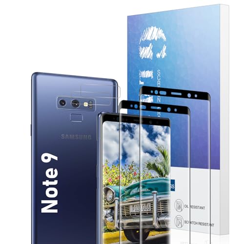Protector Pantalla Completa Samsung Galaxy Note 9 Cristal Templado, Vidrio Cristal Templado, De Punta a Punta, Sin Burbujas, Anti-Scratch, Sensible al Tacto, Ultra HD, 2+2 Piezas