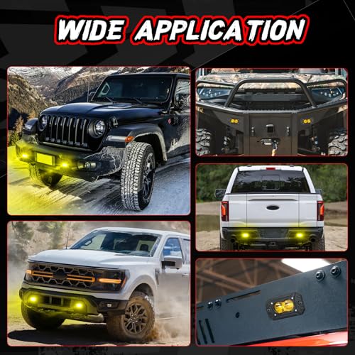 Image of Flush Mount Pod Lights Yellow LED Driving Fog Light Offroad