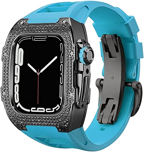 Bracelet Apple Watch 45mm fluoroélastomère boîtier acier luxe