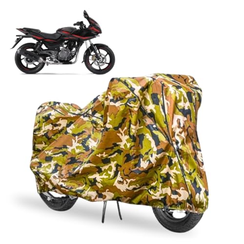 Image of Waterproof Bike Cover Compatible with Bajaj Pulsar 220 F All Weather, UV Heat Resistant, Dustproof, Triple Stitched, Windproof Elastic Bottom
