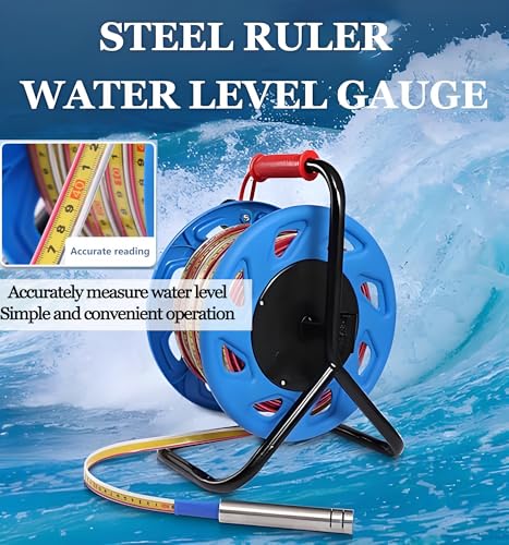 Compteur de niveau d'eau en acier inoxydable 328ft/100m, capteur d'eau souterraine de précision avec sonde IP68, ruban à lire facile pour les puits, les forages et les réservoirs Surveillance.Outil de
