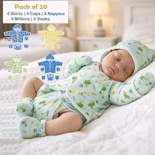Image of Infantbond 56 in 1 Baby Products All New Born Combo | Gift Set | Baby Essentials | Hospital Kit | Baby Clothes | Maternity Essentials | Infant Essentials | Baby Shower | Complete Daily Items Combo(0-6 Months) (Star) (Blue Bedding Set for Baby Boy)(Assorted for remanining)