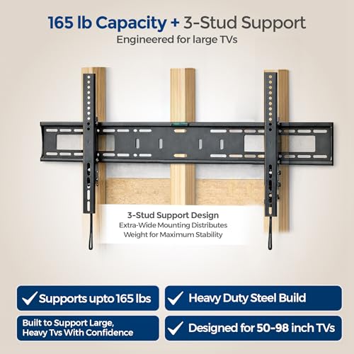 Image of ynVISION.DESIGN Heavy Duty TV Wall Mount for 50 inch-98 inch TVs - TV Mount with Advanced Tilt & Swivel - Pull Out up to 5.4in for Cable Management & Service - MAX VESA 800x400, 165lbs, 3 Studs Installation