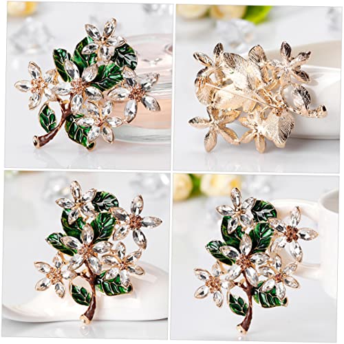 Broche de flores vintage esmaltado en verde COLLBATH para ropa 2